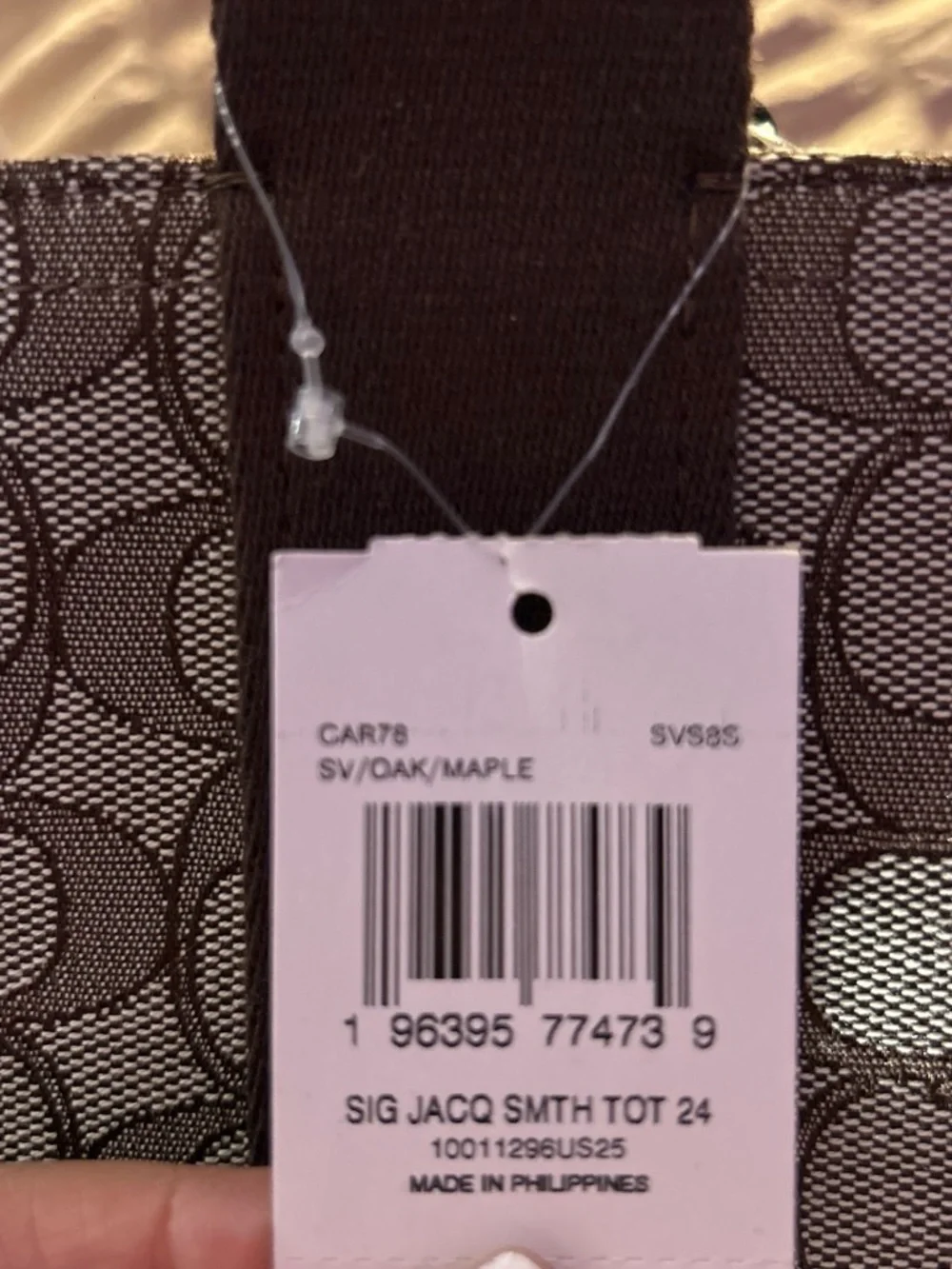 Coach Signature Canvas Tote with Brown Leather Trim and Chocolate Straps
